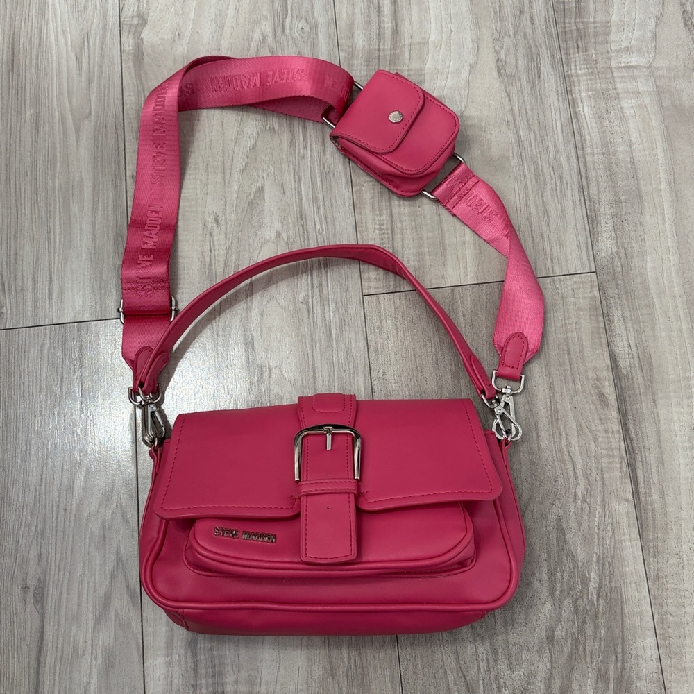 Steve Madden Hot Pink Crossbody Bag with Wide Strap